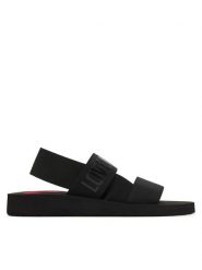 LOVE MOSCHINO Sandały JA16033G0OJN7000 Czarny. Czarne sandały Love Moschino, bez wzorów, z materiału, bez obcasa, na płaskiej podeszwie, bez zapięcia. Za 519.99 zł.