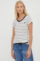 G-Star Raw t-shirt bawełniany kolor biały. Białe t-shirty G-Star Raw, l, bez wzorów, z bawełny, retro, bez kołnierzyka, bez ramiączek. W wyprzedaży za 114.99 zł.