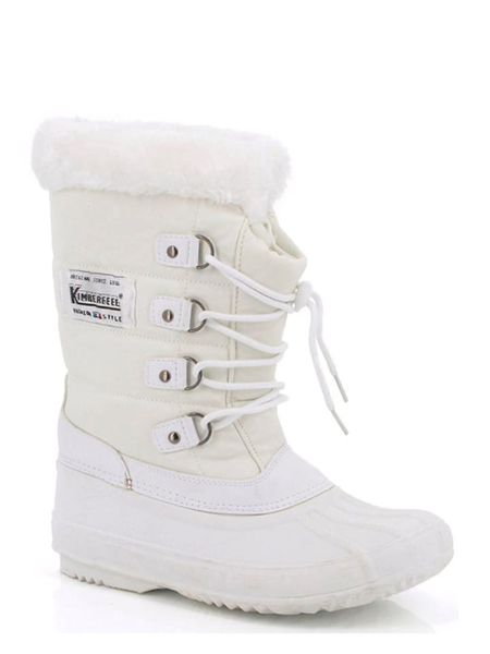 Kimberfeel Kozaki zimowe "Kenza" w kolorze białym rozmiar: 35. Białe kozaki Kimberfeel, na zimę, bez wzorów, z materiału, eleganckie, bez obcasa, bez zapięcia. Za 149.31 zł.