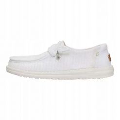 HEYDUDE Damskie Mokasyny Wendy Frayed Canvas. Białe mokasyny Hey dude, bez wzorów, z materiału. Za 329.00 zł.