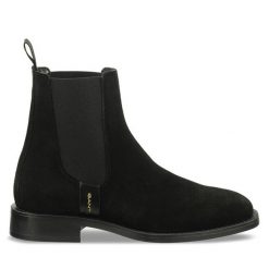 Sztyblety Gant. Czarne botki Gant, bez wzorów, bez obcasa, na płaskiej podeszwie, bez zapięcia. Za 469.99 zł.