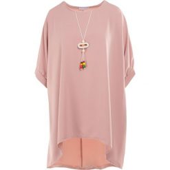 Różowa Tunika Rhenano. Czerwone tuniki Born2be, plus size, bez wzorów, z tkaniny, eleganckie, bez kołnierzyka, bez ramiączek. W wyprzedaży za 55.99 zł.