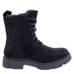 PA1 Workery sznurowane Zoe Black czarne. Czarne botki PA1, bez wzorów, klasyczne, bez obcasa, bez zapięcia. Za 152.02 zł.