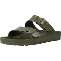 Klapki damskie Birkenstock Arizona Birkoflor. Zielone klapki Birkenstock, bez wzorów, z materiału, klasyczne, bez obcasa, bez zapięcia. Za 456.00 zł.