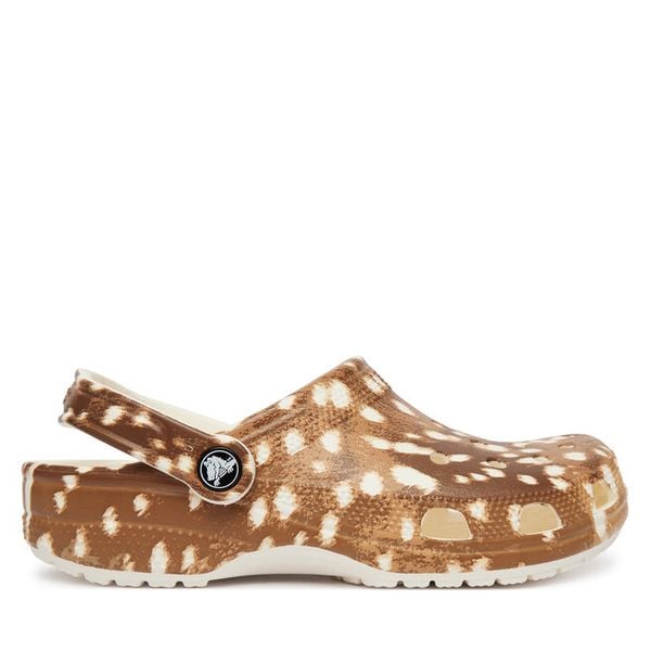 Klapki Crocs. Brązowe klapki Crocs, bez wzorów, bez obcasa, bez zapięcia. Za 259.99 zł.