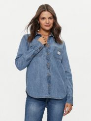 Guess Jeans Koszula jeansowa W4YH37 D5EI2 Niebieski Regular Fit. Niebieskie koszule Guess Jeans, xl, z aplikacjami, z bawełny, bez kołnierzyka, bez ramiączek. Za 239.99 zł.