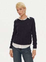 Tommy Hilfiger Sweter WW0WW43586 Granatowy Regular Fit. Niebieskie swetry Tommy Hilfiger, xxl, bez wzorów, z wełny, bez ramiączek. Za 649.99 zł.