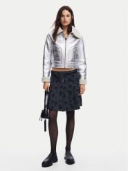 Desigual Kurtka z imitacji skóry Londres 24WWEW32 Srebrny Regular Fit. Szare kurtki Desigual, xl, bez wzorów, ze skóry, bez kaptura. Za 419.99 zł.