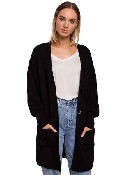 Made of emotion Kardigan w kolorze czarnym rozmiar: S/M. Czarne swetry Made Of Emotion, m, bez wzorów, bez ramiączek. Za 192.95 zł.