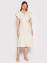 Liviana Conti Sukienka letnia F2SK70 Beżowy Regular Fit. Brązowe sukienki Liviana Conti, bez wzorów, z syntetyku, bez kołnierzyka, bez ramiączek. Za 639.99 zł.