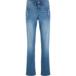 Dżinsy "authentik-stretch", z guzikami STRAIGHT bonprix niebieski. Niebieskie jeansy bonprix, bez wzorów, z jeansu. Za 54.99 zł.