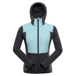 Bluza damska trekkingowa z kapturem Alpine Pro Zolla. Niebieskie bluzy Alpine Pro, bez wzorów, bez ramiączek, z kapturem. W wyprzedaży za 349.00 zł.