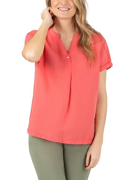 Timezone Bluzka w kolorze koralowym rozmiar: M. Czerwone bluzki Timezone, m, bez wzorów, bez kołnierzyka, bez ramiączek. Za 65.85 zł.