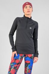 Bluza Coldproof Ocieplana Zip Damska Nessi Sportswear. Czarne bluzy z kapturem NESSI SPORTSWEAR, na jesień, m, bez wzorów, z elastanu, bez kaptura, do biegania. Za 499.00 zł.