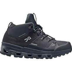 Buty turystyczne damskie On Cloudtrax Waterproof. Czarne buty trekkingowe On Running, z tkaniny, przed kolano, bez zapięcia. Za 649.99 zł.