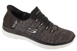 Buty sportowe Sneakersy damskie, Summits - Dazzling Haze. Czarne buty treningowe Skechers, bez wzorów, z materiału, przed kostkę, bez zapięcia, trekkingowe. Za 299.99 zł.