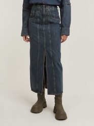 G-Star Spódnica dżinsowa "Viktoria" w kolorze niebieskim rozmiar: W26. Niebieskie spódnice G-Star, z aplikacjami, klasyczne, maxi. Za 148.61 zł.