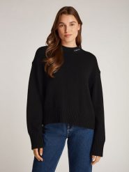 Calvin Klein Sweter w kolorze czarnym rozmiar: XL. Czarne swetry Calvin Klein, xl, bez wzorów, z wełny, bez ramiączek. Za 255.95 zł.