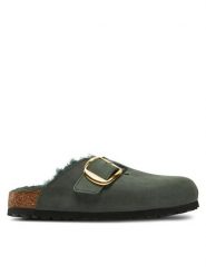 Birkenstock Klapki Boston Bb Shearling Leoi 1028061 Zielony. Zielone klapki Birkenstock, bez wzorów, ze skóry, bez obcasa, bez zapięcia. Za 899.99 zł.