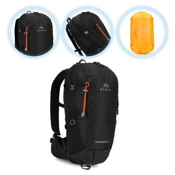Plecak turystyczny KADVA Escapada 20 l. Czarne plecaki KADVA, bez wzorów, bez dodatków. Za 189.99 zł.