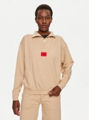 Hugo Bluza Talua 50508701 Beżowy Relaxed Fit. Brązowe bluzy Hugo, l, bez wzorów, z bawełny, bez kaptura. Za 299.99 zł.