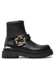 Just Cavalli Botki 77RA3S95 Czarny. Czarne botki Just Cavalli, bez wzorów, ze skóry, bez obcasa, na płaskiej podeszwie, bez zapięcia. Za 569.99 zł.