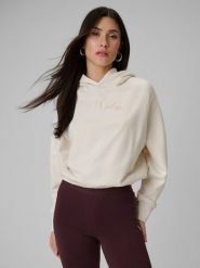 4F Bluza dresowa regular z kapturem damska - beżowa M. Brązowe bluzy 4f, m, bez wzorów, z dresówki, bez ramiączek, z kapturem. Za 159.99 zł.