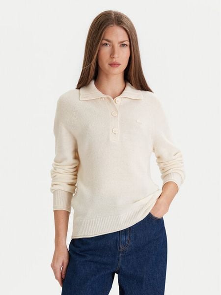 Lacoste Sweter AF4010 Écru Regular Fit. Swetry Lacoste, bez wzorów, z wełny, bez ramiączek. Za 869.99 zł.