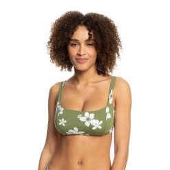 Góra od stroju kąpielowego ROXY Retro. Zielone bikini Roxy, bez wzorów, retro. Za 99.99 zł.