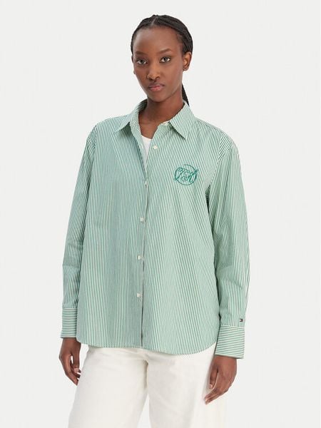 Tommy Hilfiger Koszula WW0WW48190 Zielony Regular Fit. Zielone koszule Tommy Hilfiger, bez wzorów, z bawełny, bez kołnierzyka, bez ramiączek. Za 489.99 zł.