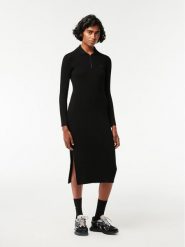 Lacoste Sukienka codzienna EF0632 Czarny Slim Fit. Czarne sukienki Lacoste, na co dzień, bez wzorów, z syntetyku, bez kołnierzyka, bez ramiączek, proste. Za 519.99 zł.