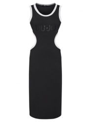 Liu Jo Sukienka letnia VA5043 J4822 Czarny Regular Fit. Czarne sukienki Liu Jo, m, bez wzorów, z bawełny, bez kołnierzyka, bez ramiączek. Za 369.99 zł.