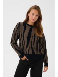 Kaffe Sweter w kolorze czarno-brązowym rozmiar: XXL. Brązowe swetry Kaffe, xxl, bez wzorów, z wełny, bez ramiączek. Za 195.99 zł.