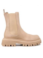 Badura Sztyblety RST-LONDRA-01 Beżowy. Brązowe botki Badura, bez wzorów, ze skóry, bez obcasa, na płaskiej podeszwie, bez zapięcia. Za 399.99 zł.