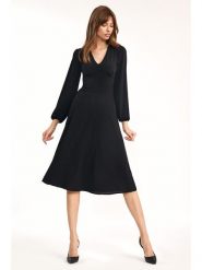 Nife Sukienka w kolorze czarnym rozmiar: 42. Czarne sukienki Nife, bez wzorów, bez kołnierzyka, bez ramiączek, midi. Za 135.49 zł.