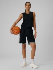 4F Spodenki do koszykówki szybkoschnące uniseks - czarne L. Czarne szorty sportowe 4f, bez wzorów, z materiału, do biegania. Za 149.99 zł.