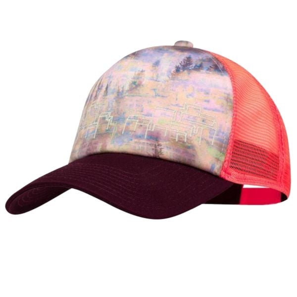 Czapka z daszkiem damska Buff Trucker Cap. Fioletowe czapki z daszkiem Buff, bez wzorów, z elastanu, sportowe. Za 92.00 zł.