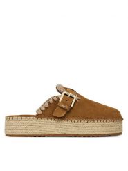 Mou Espadryle Jute clog plain MU.SW641000A Brązowy. Brązowe espadryle Mou, bez wzorów, ze skóry, bez obcasa. Za 619.99 zł.