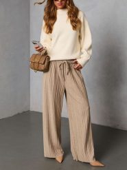 LA Angels Spodnie w kolorze beżowym rozmiar: S. Brązowe spodnie materiałowe LA Angels, bez wzorów, z materiału, z podwyższonym stanem. Za 195.99 zł.