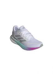 Buty damskie adidas Runfalcon 5 - białe, siateczkowa cholewka, Cloudfoam. Niebieskie buty do biegania adidas, bez wzorów, z gumy, bez zapięcia, do biegania. Za 211.99 zł.