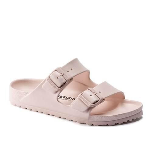 Klapki damskie Birkenstock Arizona Eva. Czerwone klapki Birkenstock, bez wzorów, z materiału, eleganckie, bez obcasa, bez zapięcia. Za 304.00 zł.