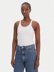 BOSS Top C_Epetite 50554664 Biały Slim Fit. Białe topy Boss, l, bez wzorów, z bawełny, bez kołnierzyka, bez ramiączek. Za 229.99 zł.