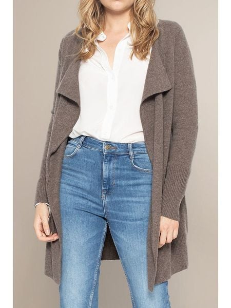 Perfect Cashmere Kaszmirowy kardigan "Abigail" w kolorze szarobrązowym rozmiar: XL. Brązowe swetry Perfect Cashmere, xl, bez wzorów, z kaszmiru, bez ramiączek. Za 484.31 zł.