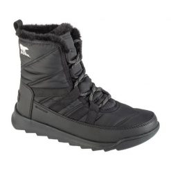 Buty Sorel Whitney Ii Plus Lace Wp 2088241010 czarne. Czarne śniegowce bez wzorów, z gumy, bez zapięcia. Za 673.44 zł.