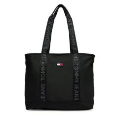 Torebka Tommy Jeans. Czarne shopper bag Tommy Jeans, bez wzorów, z jeansu, bez dodatków. Za 349.99 zł.