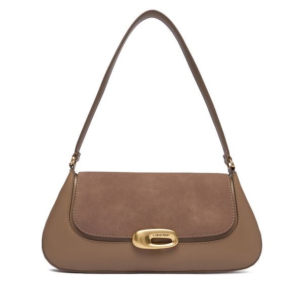 Torebka Calvin Klein. Brązowe torebki klasyczne Calvin Klein, bez wzorów, klasyczne, bez dodatków. Za 529.99 zł.