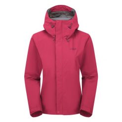 Kurtka przeciwdeszczowa damska Rab Women's Downpour Jacket z kapturem. Zielone kurtki przeciwdeszczowe RAB, s, bez wzorów, z kapturem, trekkingowe. Za 471.99 zł.