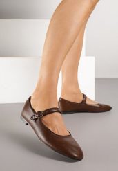 Jasnobrązowe Balerinki Vices ze Skórzaną Wkładką i Paskiem Vikiseme. Brązowe baleriny Born2be, bez wzorów, eleganckie, bez obcasa, bez zapięcia. Za 59.99 zł.