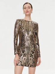 Guess Sukienka koktajlowa Isla 4RGK72 6219A Złoty Slim Fit. Żółte sukienki Guess, z aplikacjami, z syntetyku, wizytowe, bez kołnierzyka, bez ramiączek. Za 779.99 zł.