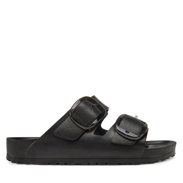 Klapki Birkenstock. Czarne klapki Birkenstock, bez wzorów, bez obcasa, bez zapięcia. Za 299.99 zł.